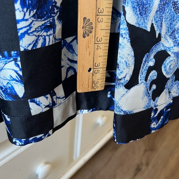 Tibi Blue and Black Strapless Silk Fit and Flare Cocktail Dress - Picture 10 of 11